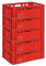 gardivo Lot de 5 caisses E2 rouges 60 x 40 x 20 cm Caisse de rangement empilable en plastique robuste Convient à un usage alimentaire