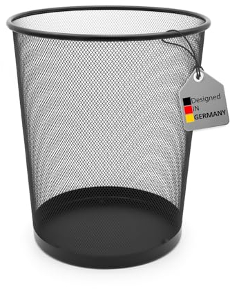 BigDean Papierkorb Büro Mülleimer schwarz 20L Draht - Mülleimer Büro Trash Can Papiermülleimer Abfalleimer Mülleimer Trash Bin