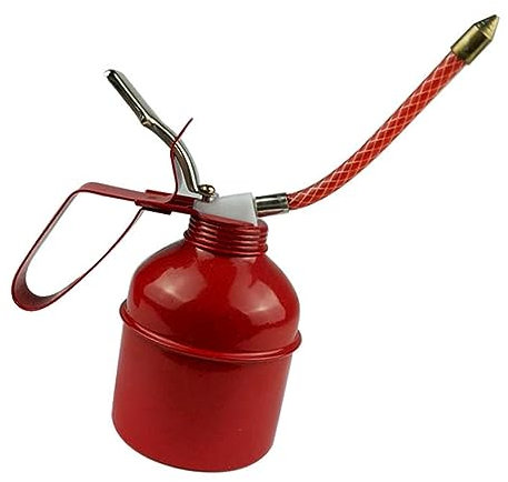 Engrasador Manual, Estilo Palanca Roja, Manguera Flexible, Acción de Bomba, Hierro, para Maquinaria, Vehículos, Mantenimiento del Hogar (400ml)