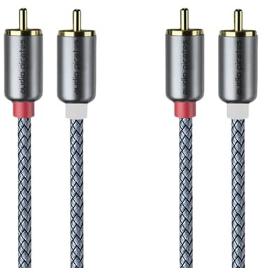 audio pirates Câble audio RCA haute performance 2 x 2 RCA | Qualité sonore brillante, très robuste et durable / Câble coaxial | RCA, câble de caisson de basse, voiture (1 pièce – 0,5 m)