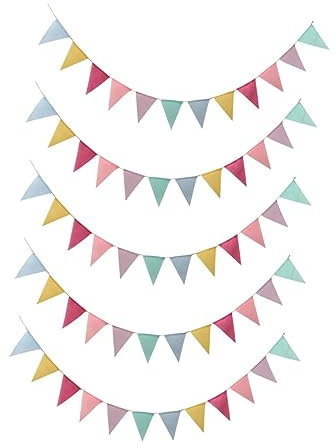 CORHAD Schaffen Sie Eine Festliche Atmosphäre: 5 Sets Bunte Wimpelgirlanden Aus Leinen für Partydekorationen.