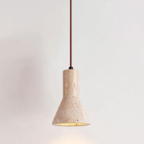 MCWYH Lampade a Sospensione Coniche Giapponesi, Paralume in Travertino Giallo Nordico con Prese E27/E26 Lampada a Sospensione a Sospensione, Lampadario in Pietra Naturale ad Altezza Regolabile per Cam