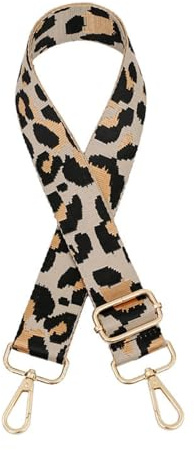 Anevous Leopard Muster Taschengurt,Verstellbar Schultergurt für Taschen 75-130cm mit Karabiner,3,8cm Breit Schulterriemen Trageriemen,Umhängegurt DIY Zubehör für Damentasche Handtaschen,Khaki