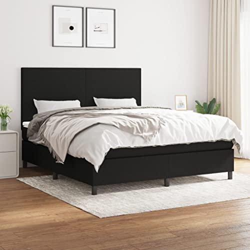 qohoio Boxspringbett mit Matratze Schwarz 160x200 cm Bett Boxspringbett Schlafzimmer MöBel Betten Bett Mit Matratze Stoff - 3141627
