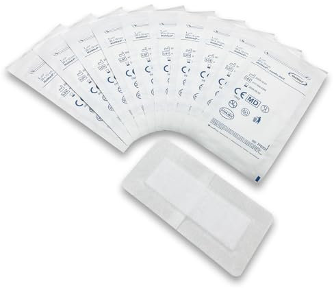 Saxomed SensiPore Cerotti medicazione sterili 20x10 cm - Compresse non adesive 15x5 cm - 10 pezzi - Bende sterili sensibili - Medicazione per ferite acute e post-operatorie