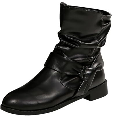 GFPGNDFHG Boots Damen Schwarz Herbst Stiefel Mit Absatz Winterboots Hausschuhe Winter Winterschuhe Black Women Stiefeletten