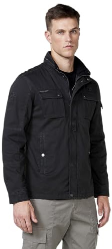 Koroshi Sobrecamisa militar algodón cuello alto Hombre 2511JA20, de color black, Talla L