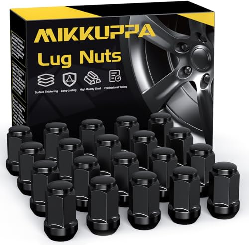 MIKKUPPA M12x1,5 Schwarz Radmuttern - SW19 Ersatz für 2006-2019 Ford Fusion, 2000-2019 Ford Focus, 2001-2019 Ford Escape Aftermarket Räder, 20 Stück Chrom geschlossene Radmuttern