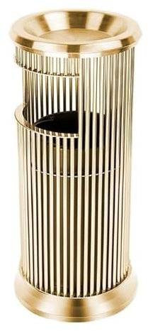 Cubo de basura cilíndrico para exteriores, cubo de basura vertical de acero inoxidable con bandeja para cenicero superior, contenedor de residuos comerciales duradero para uso en interiores y exterio
