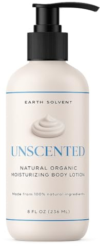 Earth Solvent Natural Organic Moisturizing Body Lotion Lightweight & Non-Greasy, Shea Butter Body Lotion Made with All Natural Ingredients | For All Skin Types, Eco-friendly (8oz, Unscented)