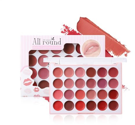 Palette di rossetti, palette di lucidalabbra per donne - Balsamo per labbra idratante - Lipgloss di lunga durata per viaggi all'aperto, piastra di rossetto idratante portatile a 24 colori