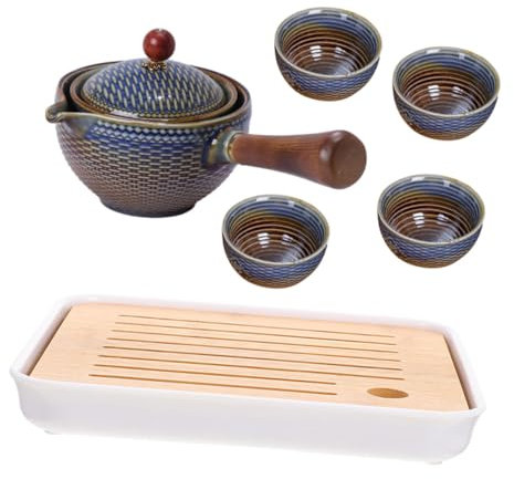 Gatuida Juego De Té Portátil Automático Tetera De Cerámica y Tazas Giratorias, Kit para Preparar Té Chino, Resistente y Práctico, Adecuado para Viajes y Uso Doméstico Bolsa De Transporte
