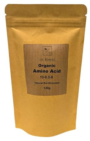 Dr Forest Amino Acid Powder 84.8% - 100% Soluble Plant Biostimulant 13-0.3-8 with 17 L-Amino Acids and Iron for Roots, Growth and Stress Recovery - Made with Organic Ingredients - Stockport
