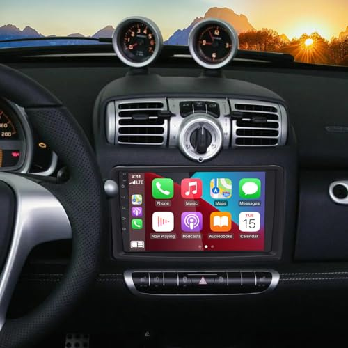 LICHENGTAI Android 13 Doble DIN Radio Coche para Mercedes Benz Smart Fortwo 451 2005-2010 con Carplay Android Auto, 9 Pulgadas Autoradio con Bluetooth GPS WiFi FM/RDS SWC Cámara Trasera, 2+32G