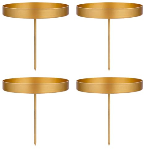 4 Stück Kerzenhalter Adventskranz, 8cm Kerzenteller Adventskranz Kerzenständer Stabkerzen Kerzenleuchter Candle Holder aus Metall Adventskranz Weihnachten Dekoration (Gold)