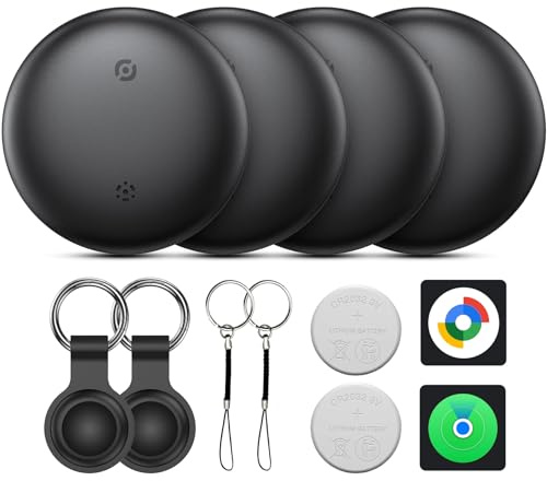 Air Tracker Tags for Android or iOS, Dual System Air Smart Tags-4 Pack, Compatible with iOS Find My or Google'S Find Hub App, Bluetooth Tracker Tag Item Finder for Keys,Luggages,Backpack,Wallet