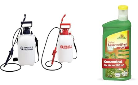 Spear & Jackson Drucksprüher,5l, Doppelpack+Neudorff Finalsan UnkrautFrei Plus – Kraftvoller, schnell wirkender Unkrautvernichter, der bis in die Wurzel wirkt. Konzentrat für 180m²,1l