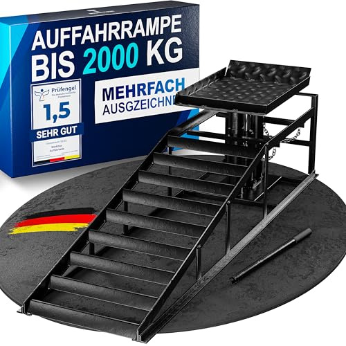 WERKTHOR Rampe Voiture Levage Hydraulique (Noir Lot de 1) - Rampe d'Accès avec Pont Élévateur Réglable en Hauteur et Valve de Sécurité - Idéal pour Entretien et Réparation Auto 3T