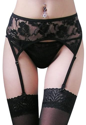 XFSRG Collant Donna Reggicalze Hot Calze a Rete Giarrettiera con Pizzo Floreale Reggicalze Regolabile Calze Autoreggenti Velate Design Elegante Accessorio moda