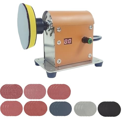 Máquina de pulido eléctrica, lijadora de resina y pulido de kit, velocidad ajustable de 100W y bajo ruido con 28 PCS papel de lija de doble uso húmedo y seco para pulido de madera, joya y metal, artes