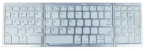 Teclado plegable inalámbrico portátil, ultrafino, mini teclado Bluetooth de tres pliegues, compatible con tres sistemas + teclas numéricas (plateado)