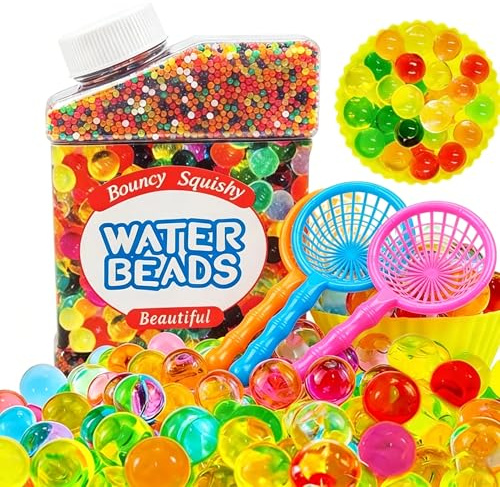 50.000 bunte Wasserperlen,ungiftige Wasserperlen,geeignet für Wasserpistolen,Gelperlen für Blumen und Pflanzen (inklusive Löffel mit Löchern in zufälligen Farben)