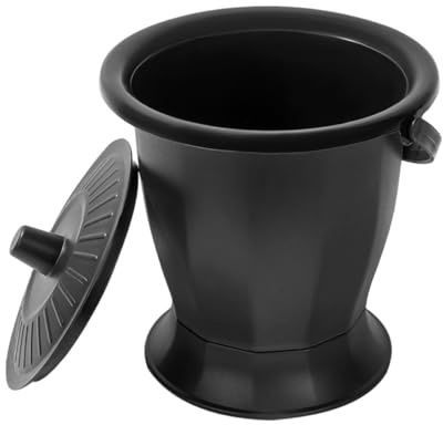 GAROZATION Pot de Chambre Portable avec Couvercle en PP Noir, Urinoir Facile à Déplacer, Toilette de Camping Ronde pour Personnes Âgées et Femmes Enceintes en Extérieur