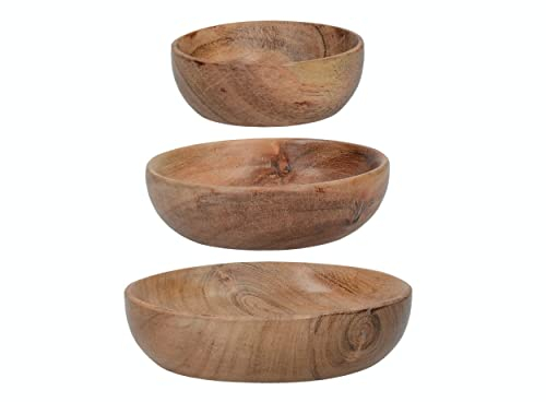 Artesà Ensaladera de Madera, Platos de Madera de Acacia, 12.4cm (5«), 10.2cm (4»), y 8cm (3), Juego de 3
