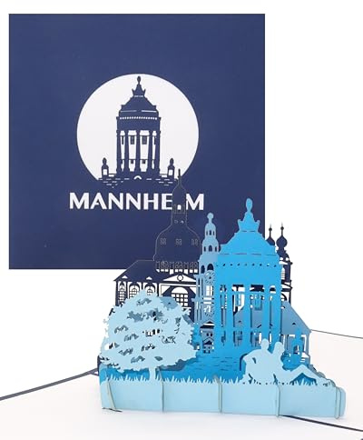 Pop Up Karte „Mannheim – Mannheimer Wasserturm“ - 3D Grußkarte als Souvenir, Geschenk, Geschenkverpackung – Geburtstagskarte & Einladung zur Städtereise