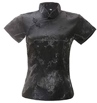 ACVIP Chemisier chinois à manches courtes pour femme avec col montant et brocart Qipao