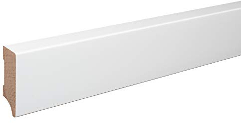 Sockelleiste Leipzig Buche Massivholz WEISS Oberkante Abgeschrägt 60mm