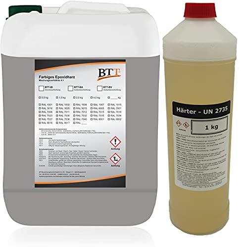 BTT-BI Epoxidharz Bodenbeschichtung RAL 7036 für 50m² Innen Fliesenlack Betonfarbe Industrieboden Garagenfarbe Kellerfarbe Wohnraum Gießharz Epoxy