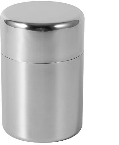 AUNMAS Tea Tin Canister, Stainless Steel Tea Coffee Sugar Storage Container with Airtight Double Lids for Loose Tea and Tea Bags, Kitchen Cup for Coffee Sugar Seasoning Storage (450ml)