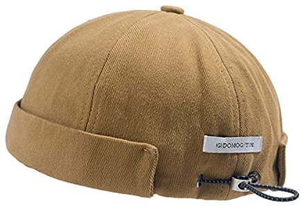 CLAPE Bomull dockarkeps dockarhatt utan skärm beanie brimless hat justerbar sjömansmössa hamnmössa herrmössa bikerkeps vandringsmössa sjömanskeps, CT15-khaki, 54-60