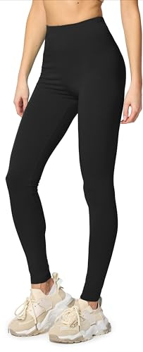 Merry Style Damleggings bomull för året runt bekväma leggings ogenomskinliga kvinnor idealiska för yoga sport gym och fritid MS10-198, svart, M