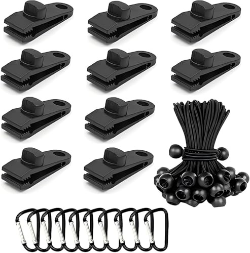 Langaelex 30er Set Planenclips, Spannseile, Karabiner für Zeltvordach | Robuste Planenclips Planenklemmen zur Befestigung von Planen, Outdoor-Camping, Wohnwagen, Bootsabdeckung, Gartenschattentuch