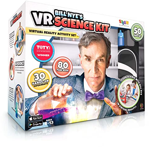Abacus Brands Bill Nye's VR Science Kit - Virtual Reality Kids Science Kit, Book and Interactive STEM Learning Activity Set (Full Version - Includes Goggles) - for Ages 8 and Up