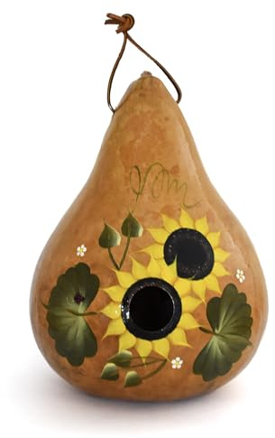 Sunflower Floral Birdhouse Handmade from a Gourd