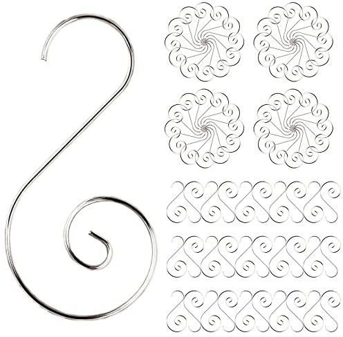 EAWEN 100 Stück Weihnachtskugel Haken,S Haken Christbaumkugel Schnellaufhänger, für Weihnachtskugel Metallhaken Weihnachtsschmuck (Silber)