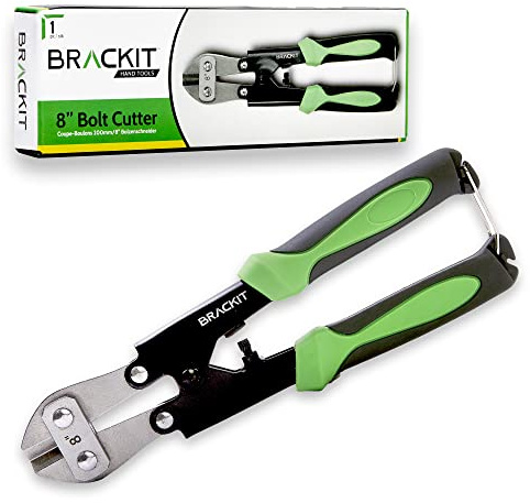 Brackit 20,3 cm Bolzenschneider, robuster 210 mm CR-MO Stahl Mini Cropper Werkzeug – rutschfeste Gummigriffe für bequemes Schneiden von Schrauben, Drähten und Kabeln
