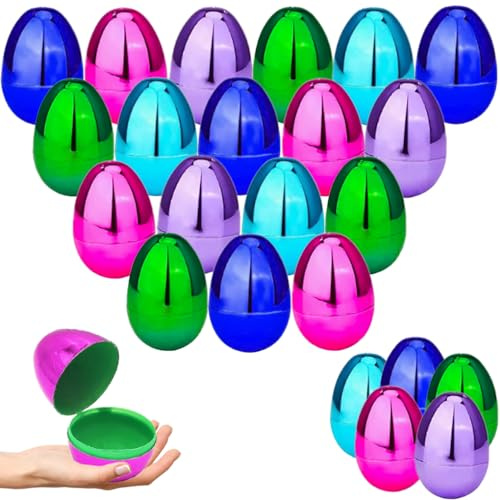 The Dreidel Company Fillable Easter Eggs (12-Pack) Metallic Bright Colors with Hinge Bulk Plastic Easter Eggs, Perfect for Easter Hunt, Surprise, 2.25 Assorted Colors