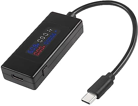 XMSJSIY USB C Spannungsprüfer Meter 4-30V 0-6.5A 195W Typ-C USB-C Spannungsverstärker Power Digital Multimeter Typ C USB Ladegerät mit Farbe LCD Display für Computer Laptop Telefon Solar Panel-1PCS