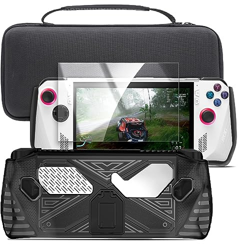 ENCASED Ensemble d’Accessoires pour ASUS ROG Ally – Étui de Transport avec Béquille et Protection d’Écran en Verre Trempé (Noir)