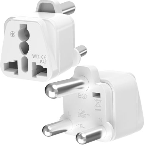 Loydia South Africa Travel Adapter, 2x UK to South African Plug Adapter, Converts Type A, B, C, D, E, F, G, J, K, L Plugs to M-Type Plug Adapter for Botswana, Lesotho, South Africa, Swaziland, Namibia