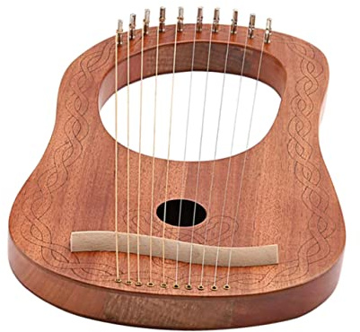 Gravierte Leierharfe 10-saitig mit Tuning Bausatz | Konvex Geschnitzte Oberfläche, Klare Struktur, Elegantes Muster, Warmes Klangbild für Musiker