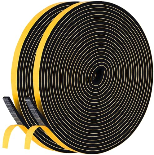 Dichtungsband Selbstklebend für Türen Fenster 6mm(B) x 3mm(D) Türdichtung Schaumstoff Klebeband Fenster,Schalldämmung Wasserdicht Gummidichtung Abdichtungsband (2 Rollen je 5m lang)