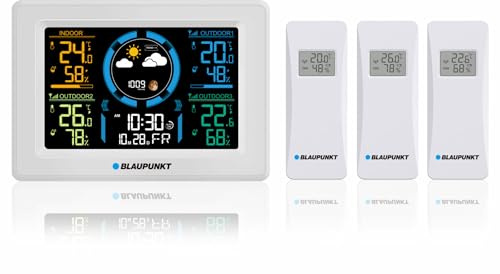 Station météo Blaupunkt, hygromètre, pression, prévisions, 3 capteurs, WS40WH