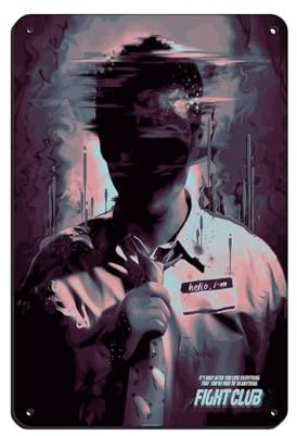 Fight Club Filmposter (2) Retro Poster Metall Blechschild Chic Art Retro Eisen Malerei Bar Menschen Höhle Cafe Familie Garage Poster Wanddekoration 20 x 30 cm