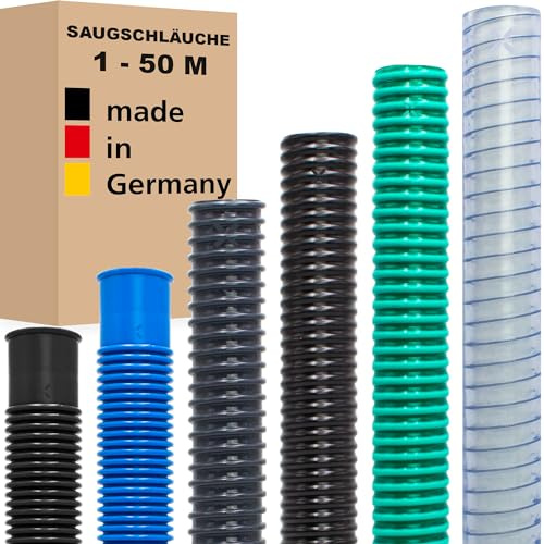 Saugschlauch Spiralschlauch Pumpenschlauch Förderschlauch Wasserschlauch Druckschlauch Poolschlauch - Made in Germany (60 mm - Meterware, Saugschlauch - Grau)