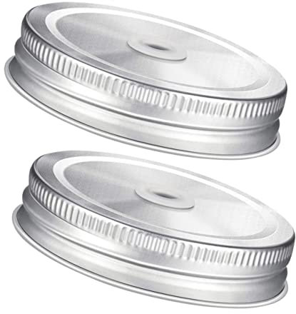 Alipis 2pcs Stainless Steel Straw Lids Can Covers Sealing Jar Straw Lids for Beverage for Canning Jars